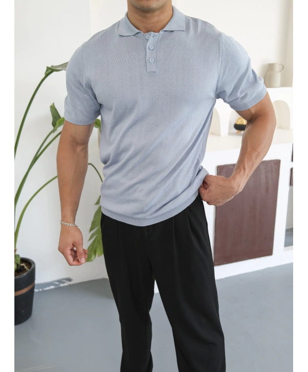 TRİKO BEBE MAVİSİ POLO YAKA T-SHİRT