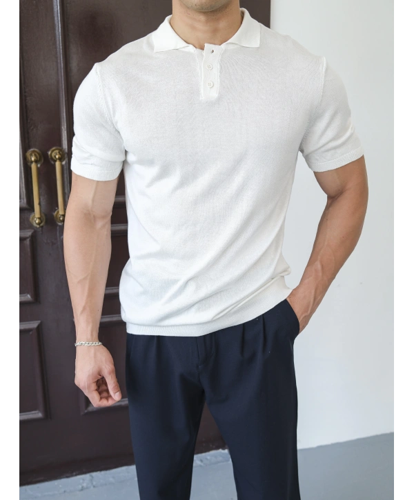 TRİKO BEYAZ POLO YAKA T-SHİRT