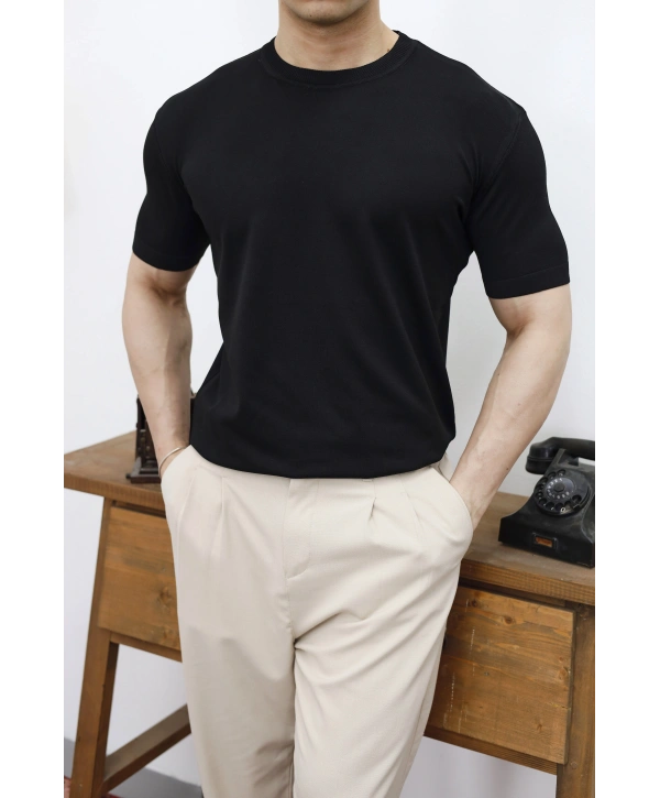 Triko Regular Fit Siyah T-Shirt