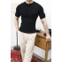 TRİKO HAKİM YAKA DÜĞMELİ SİYAH T-SHİRT