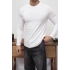 KOLLAR DAR KESİM BEYAZ UZUN KOL SWEAT