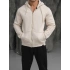 Erkek Bej Kapüşonlu Fermuarlı Sweatshirt
