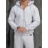 Erkek Gri Kapüşonlu Fermuarlı Sweatshirt