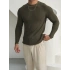 Omuz Detay Haki Slim Fit Bisiklet Yaka Kazak