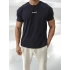 Oversize Brooklynn Baskı Lacivert Kollar Dar Kesim T-Shirt