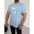 Oversize Nike Bebe Mavisi Zincir Baskı Kollar Dar Kesim Tshirt