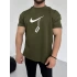 Oversize Nike Haki Zincir Baskı Kollar Dar Kesim Tshirt