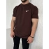 Oversize Nike Kahverengi Baskılı Kollar Dar Kesim T-Shirt