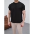SİYAH PETEK KUMAŞ KOLLAR DAR KESİM T-SHİRT