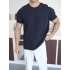 WAFFLE KUMAŞ LACİVERT KOLLAR DAR KESİM T-SHİRT