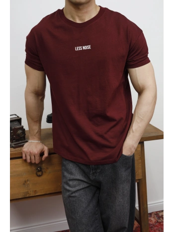 OVERSİZE LES NOİSE BASKI BORDO KOLLAR DAR KESİM T-SHİRT