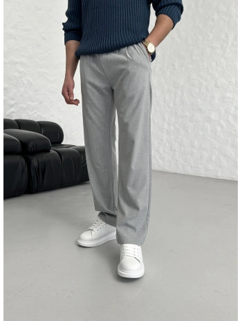 BAGGY PİLELİ GRİ KUMAŞ PANTOLON