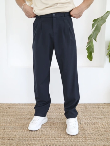 BAGGY PİLELİ LACİVERT KUMAŞ PANTOLON