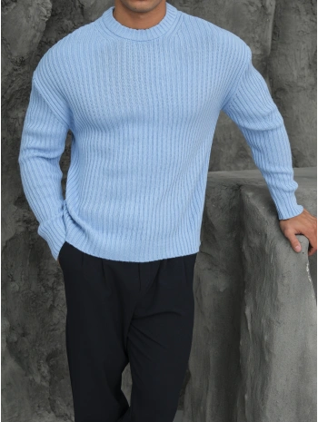 Erkek Bebe Mavisi Triko Örme Kazak