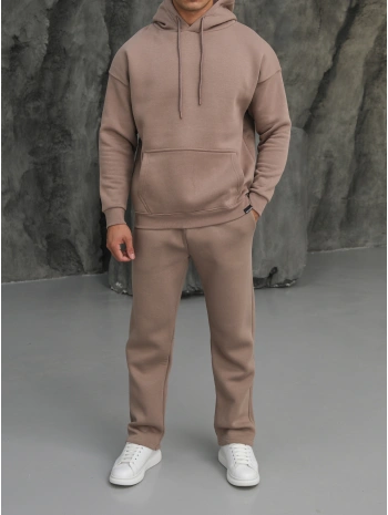 Erkek Vizon Hoodie Eşofman Takımı