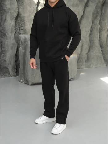 Erkek Siyah Hoodie Eşofman Takımı
