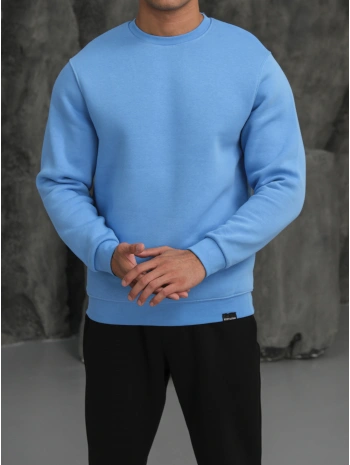 Erkek Bebe Mavisi Oversize Kollar Dar Kesim Basic Sweatshirt