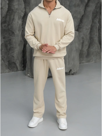 Erkek Bej Fermuar Yaka Eşofman Takımı