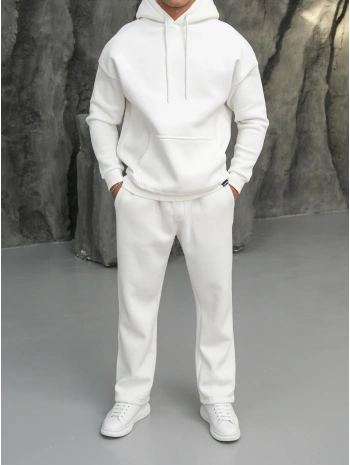 Erkek Beyaz Hoodie Eşofman Takımı