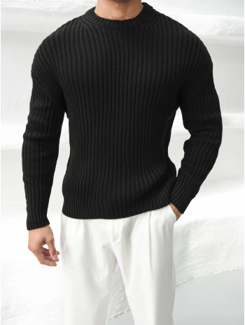 Erkek Triko Örme Siyah Kazak