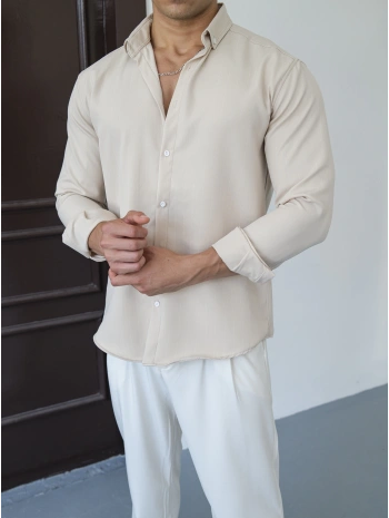 İNCE ŞERİT BEJ GÖMLEK