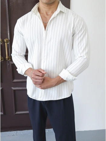 İNCE ŞERİT BEYAZ GÖMLEK