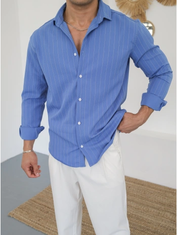 İNCE ŞERİT MAVİ GÖMLEK