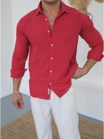 KETEN KIRMIZI GÖMLEK