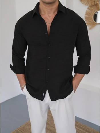 KETEN SİYAH GÖMLEK