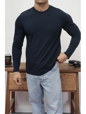 KOLLAR DAR KESİM LACİVERT UZUN KOL SWEAT