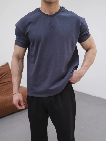 OVERSİZE FÜME RENK KOLAR DAR KESİM T-SHİRT