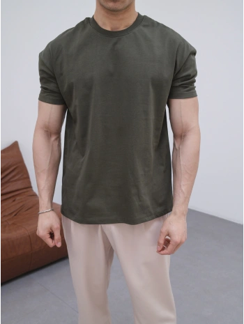 OVERSİZE HAKİ RENK KOLLAR DAR KESİM T-SHİRT