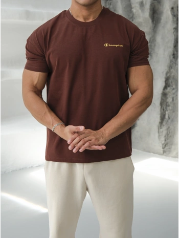 OVERSİZE KAHVE REFLEKTÖR CHAMPİON KOLLAR DAR KESİM T-SHİRT