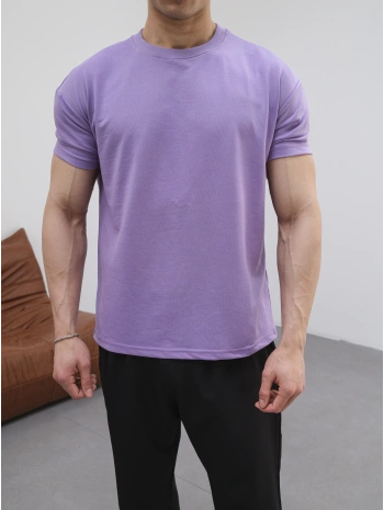 OVERSİZE LİLA RENK KOLLAR DAR KESİM T-SHİRT