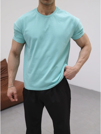 OVERSİZE MİNT YEŞİLİ RENK KOLAR DAR KESİM T-SHİRT