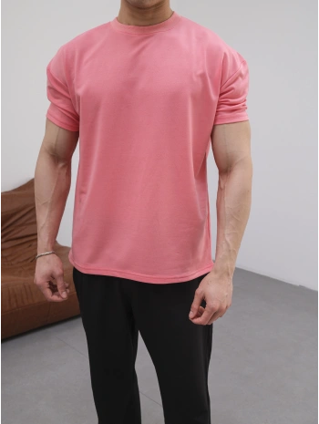 OVERSİZE NAR ÇİÇEĞİ RENK KOLLAR DAR KESİM T-SHİRT