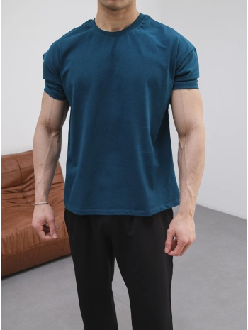 OVERSİZE PETROL RENK KOLAR DAR KESİM T-SHİRT