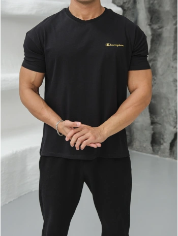 OVERSİZE SİYAH REFLEKTÖR CHAMPİON KOLLAR DAR KESİM T-SHİRT