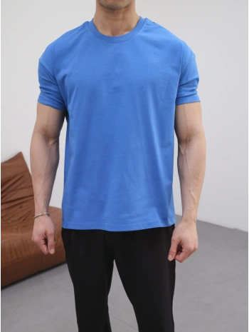 OVERSİZE SONİK MAVİ RENK KOLAR DAR KESİM T-SHİRT