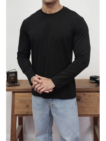 KOLLAR DAR KESİM SİYAH UZUN KOL SWEAT