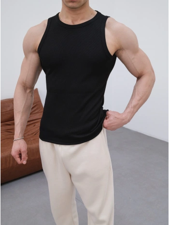 Slim Fit Fitilli Atlet Siyah