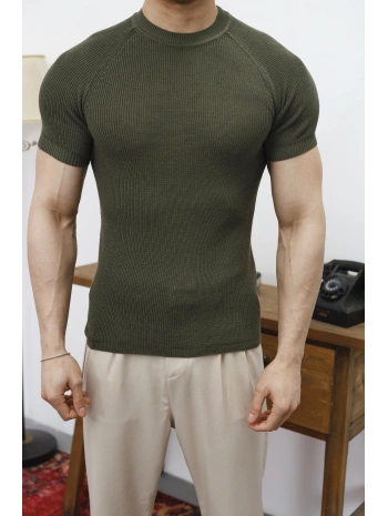 Slim Fit Haki Triko T-Shirt