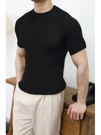 Slim Fit Siyat Triko T-Shirt