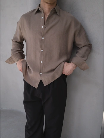 TENSEL BEJ BASİC OVERSİZE GÖMLEK