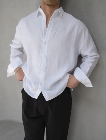 TENSEL BEYAZ BASİC OVERSİZE GÖMLEK