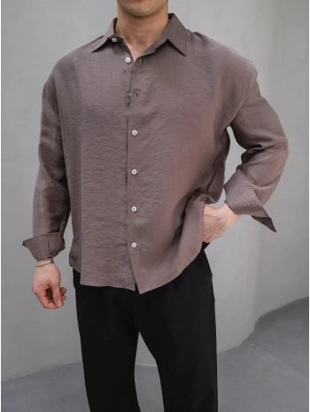 TENSEL KAHVE BASİC OVERSİZE GÖMLEK