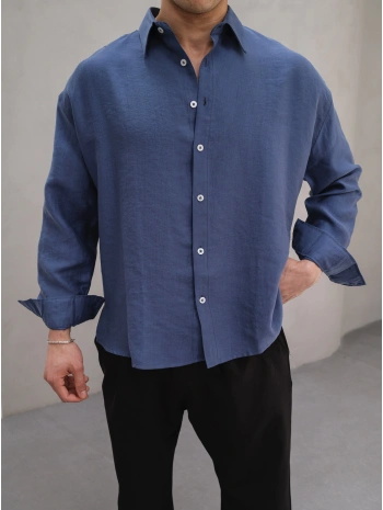 TENSEL MAVİ BASİC OVERSİZE GÖMLEK