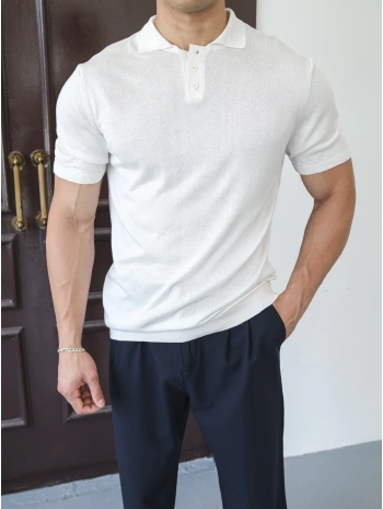 TRİKO BEYAZ POLO YAKA T-SHİRT