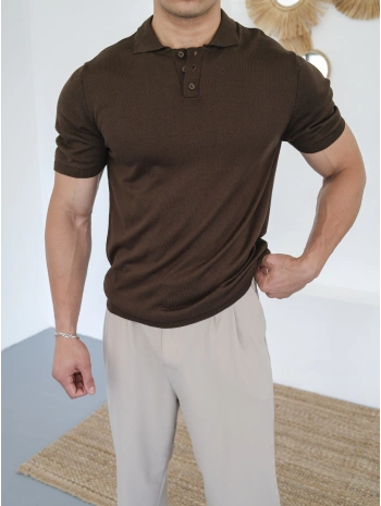 TRİKO KAHVERENGİ POLO YAKA T-SHİRT