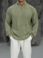 Erkek Fıstık Yeşili Fermuar Yaka Kazak